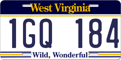 WV license plate 1GQ184