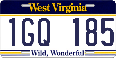 WV license plate 1GQ185