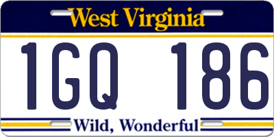 WV license plate 1GQ186