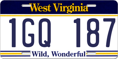 WV license plate 1GQ187