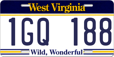 WV license plate 1GQ188