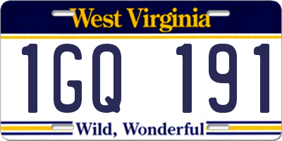 WV license plate 1GQ191