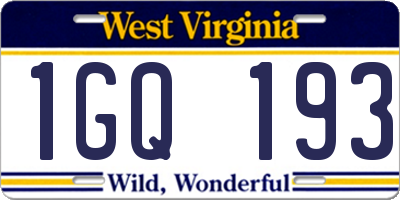 WV license plate 1GQ193