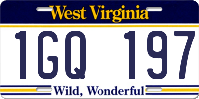 WV license plate 1GQ197