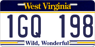 WV license plate 1GQ198
