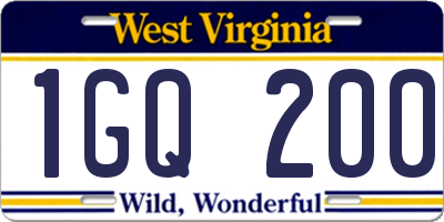 WV license plate 1GQ200