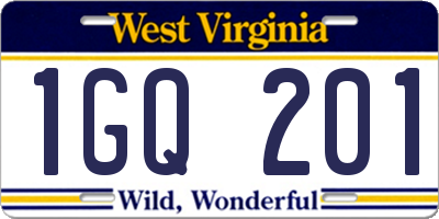 WV license plate 1GQ201