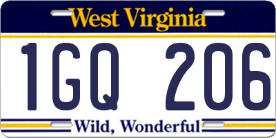 WV license plate 1GQ206