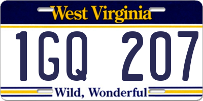 WV license plate 1GQ207