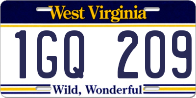 WV license plate 1GQ209