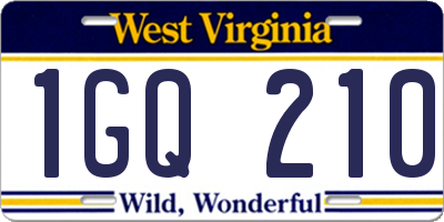 WV license plate 1GQ210