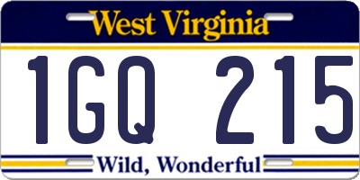 WV license plate 1GQ215