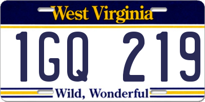 WV license plate 1GQ219