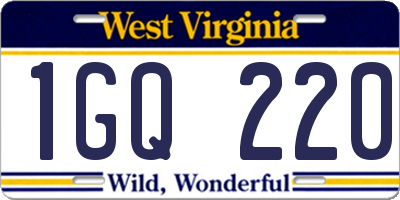 WV license plate 1GQ220