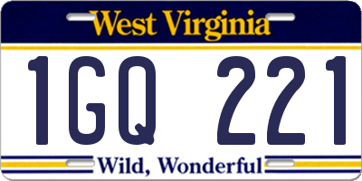 WV license plate 1GQ221