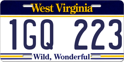 WV license plate 1GQ223