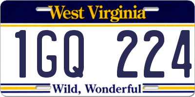 WV license plate 1GQ224