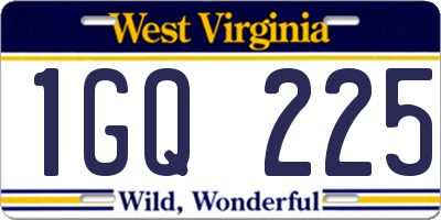 WV license plate 1GQ225