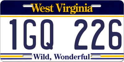 WV license plate 1GQ226