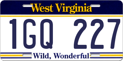 WV license plate 1GQ227