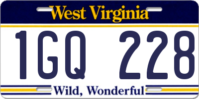 WV license plate 1GQ228