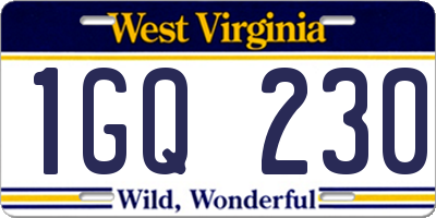 WV license plate 1GQ230