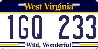 WV license plate 1GQ233