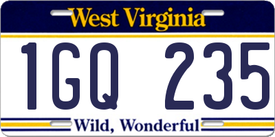 WV license plate 1GQ235