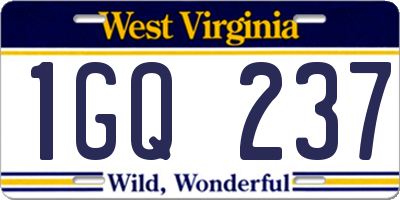 WV license plate 1GQ237