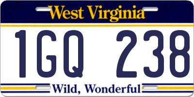 WV license plate 1GQ238