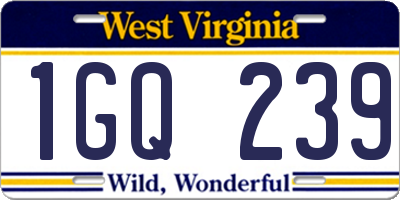 WV license plate 1GQ239