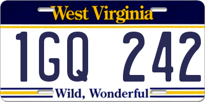 WV license plate 1GQ242
