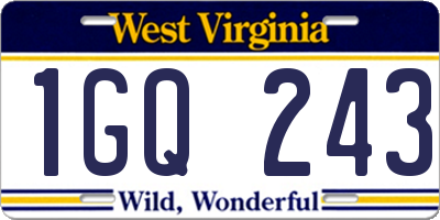 WV license plate 1GQ243