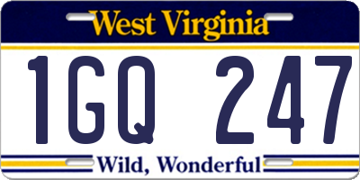 WV license plate 1GQ247
