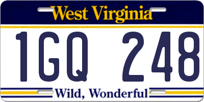 WV license plate 1GQ248