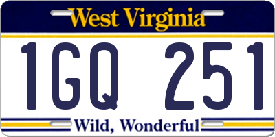 WV license plate 1GQ251
