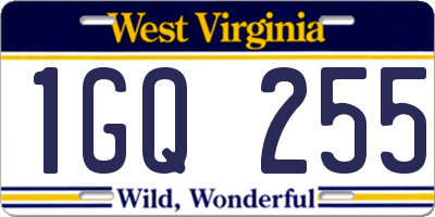 WV license plate 1GQ255