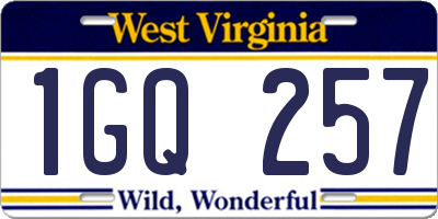 WV license plate 1GQ257