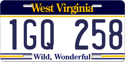 WV license plate 1GQ258