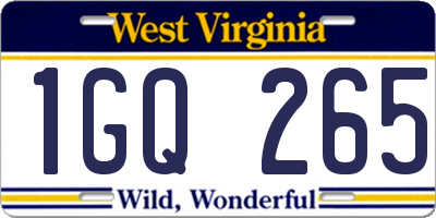 WV license plate 1GQ265