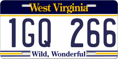 WV license plate 1GQ266