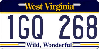 WV license plate 1GQ268