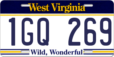 WV license plate 1GQ269