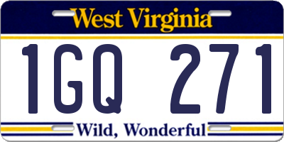 WV license plate 1GQ271