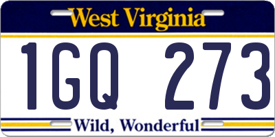 WV license plate 1GQ273