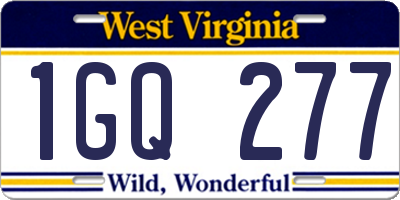 WV license plate 1GQ277