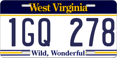 WV license plate 1GQ278