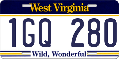 WV license plate 1GQ280