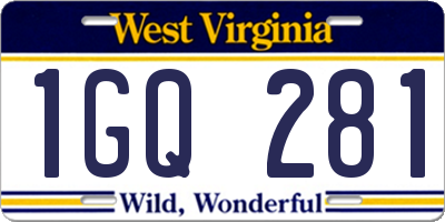 WV license plate 1GQ281