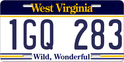 WV license plate 1GQ283